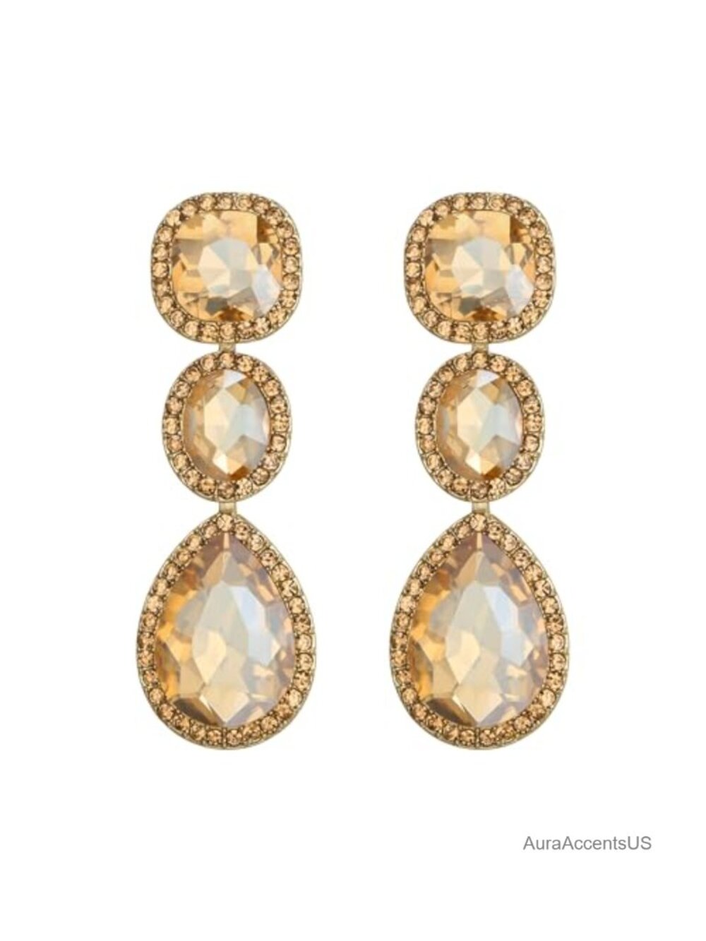 Austrian Crystal Square Oval Drop Dangle Earrings Wedding Party Chandelier